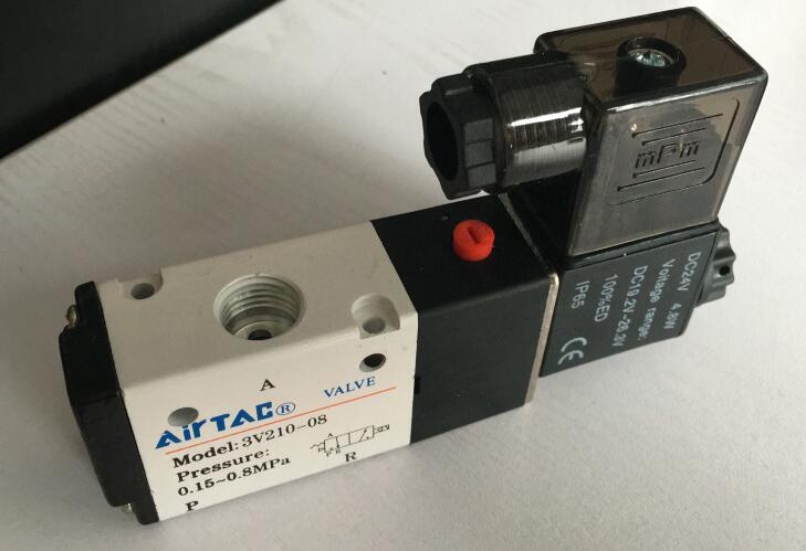 Válvula Solenoide eléctrica Airtac de 3 vías y 2 posiciones, 3V210-08, tamaño de puerto de 1/4&quot;