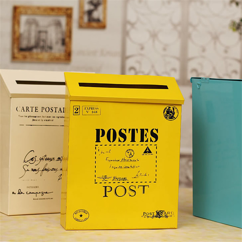 Buzón Pastoral Retro de pared para exteriores, caja de correos de periódico de 7 colores, caja de letras grande de estilo americano, decoración para el jardín del hogar