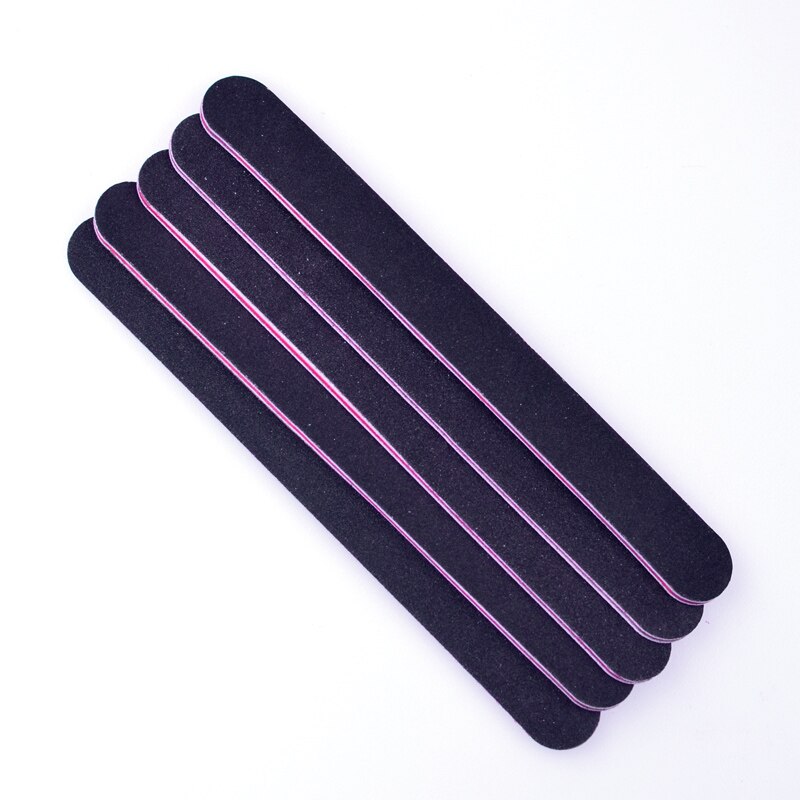 Lima de uñas 5 uds tampón de uñas papel de lija negro fuerte ángulo recto Lima 100/180 pulir lijas: 01