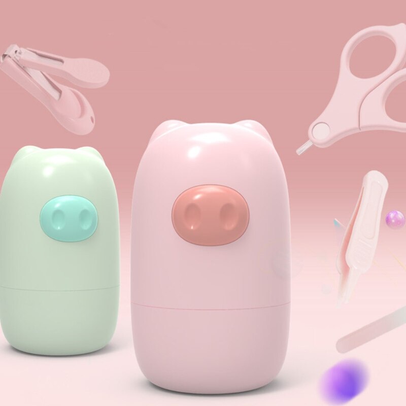 Professionelle 4-in-1 Sichere Baby Nagel Pflege Set mit Cartoon Fall Baby Nagel Knipser Schere Nagel Datei und Pinzette