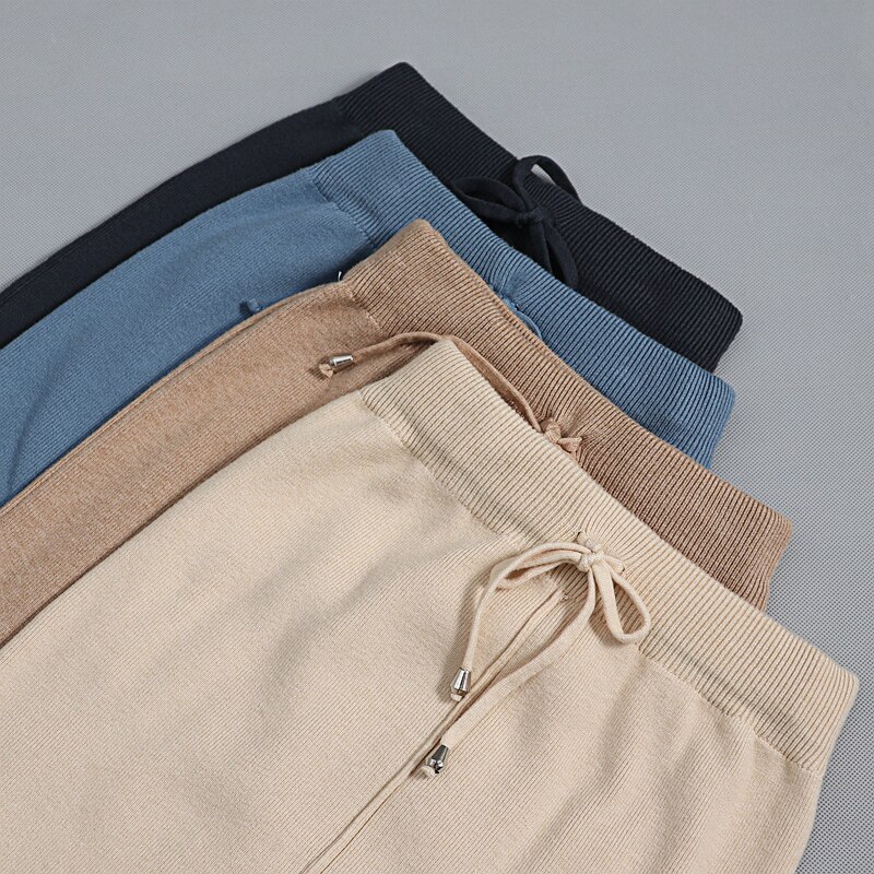 GIGOGOU Autumn Winter Knit Women Skirt Drawstring Midi Skirts Autumn Winter Long Maxi Bodycon Skirt Pencil Sweater Skirt