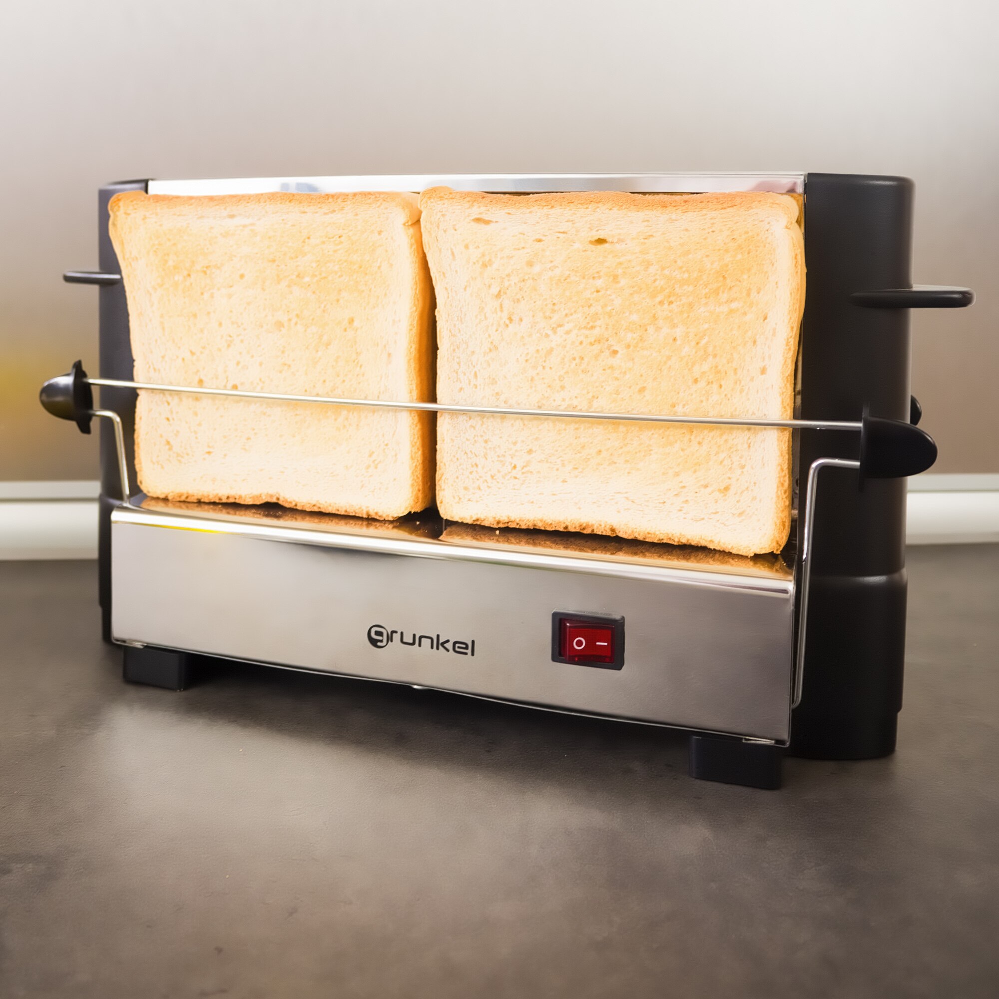 Grunkel - TSV-F2 - Tostador vertical con capacidad para 4 tostadas - 750W - Acero inoxidable