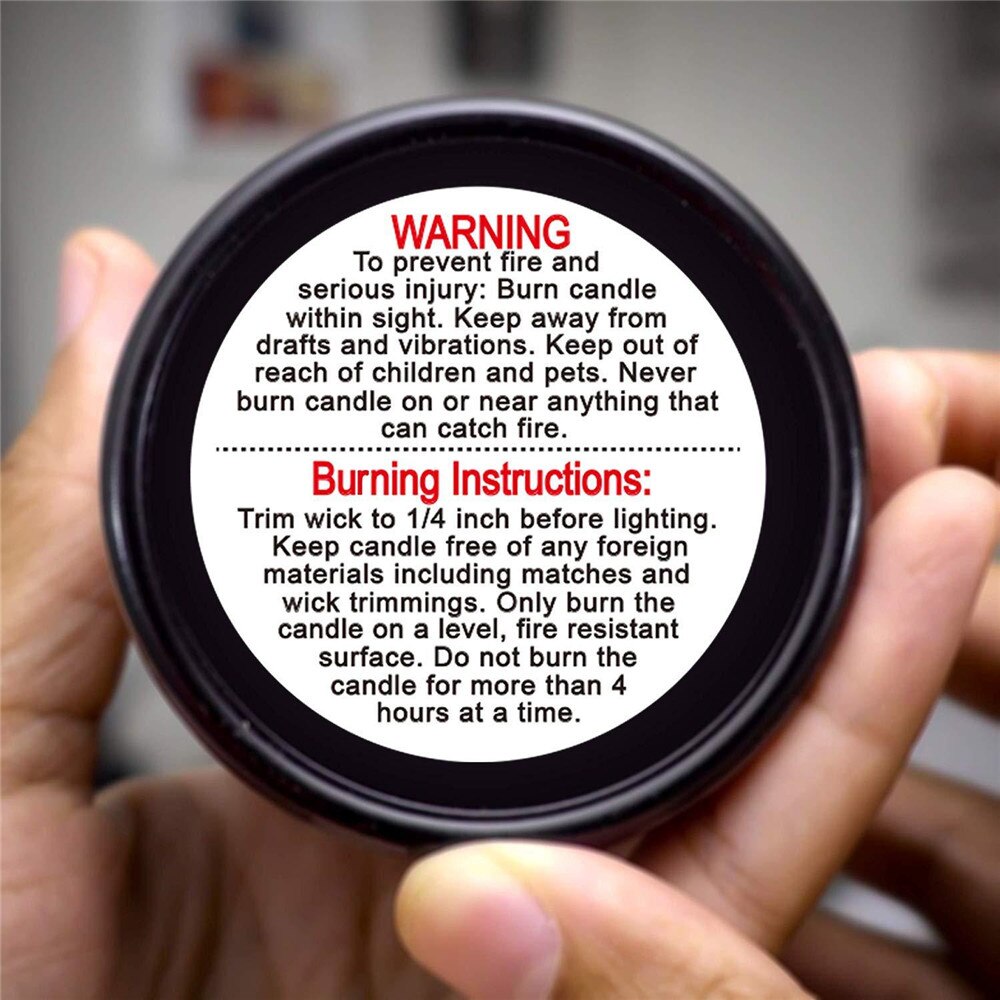 500pcs Candle Warning Label 3.8cm Sticker Waterproof Paper Candle Safety Label Sticker Bottle Jar Container Sticker