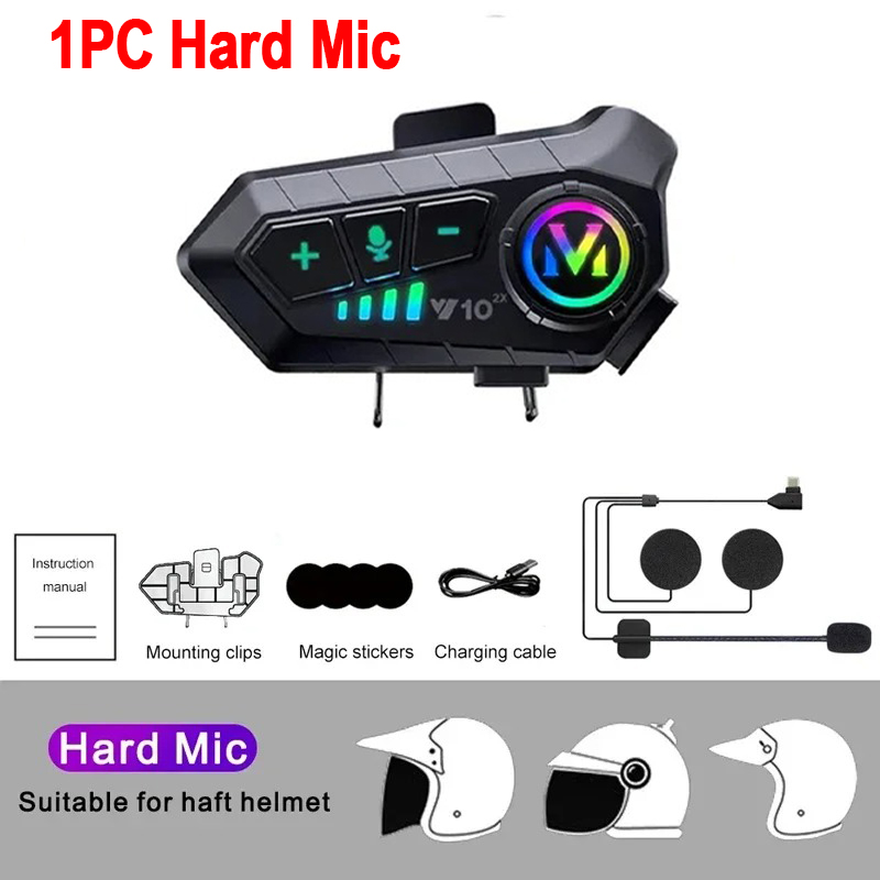 Motorrad Helm Intercom Bluetooth Headset Wasserdichte Drahtlose Freisprecheinrichtung Interphone Helm Lautsprecher Kopfhörer Kopfhörer: Blau