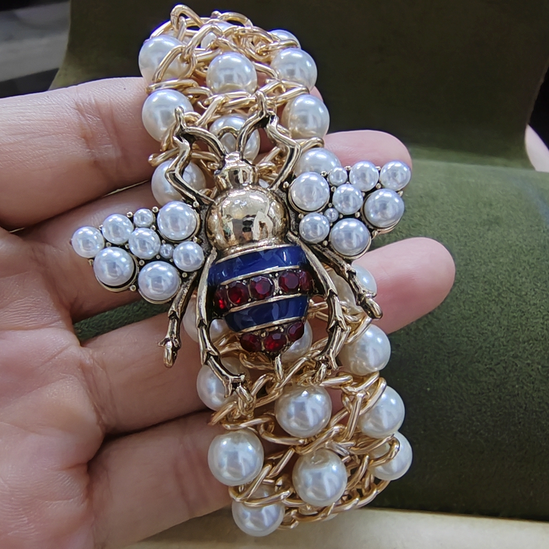 Luxury Handmade Elastic Pearl Bee Bracelet Bangle Jewelry For Women Party