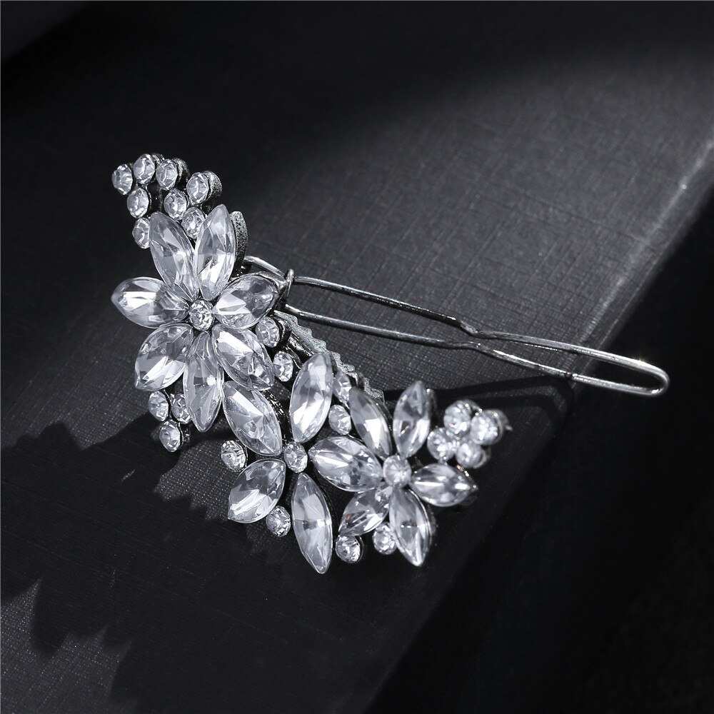 Vrouwen Lady Crystal Rhinestone Bridal Wedding Flower Haarspelden Haarspelden Haar Clip Haar Sieraden Haaraccessoires