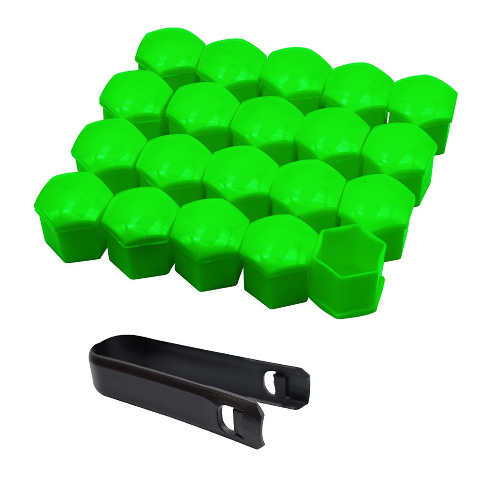 Tapas de tuercas de rueda de coche, tapas de protección antióxido, tapón de tornillo de tapacubos para automóvil, tuerca para neumático, Perno, decoración Exterior, 17mm, 20 piezas: Verde