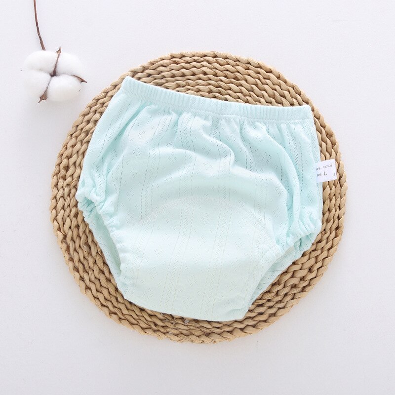 Sommer baby treningsbukser lekkasikker vaskbar vanntett bomull babybleier smålåve baby hule tynne rene bleier undertøy: Babybleier 6 / S (3-8kg)