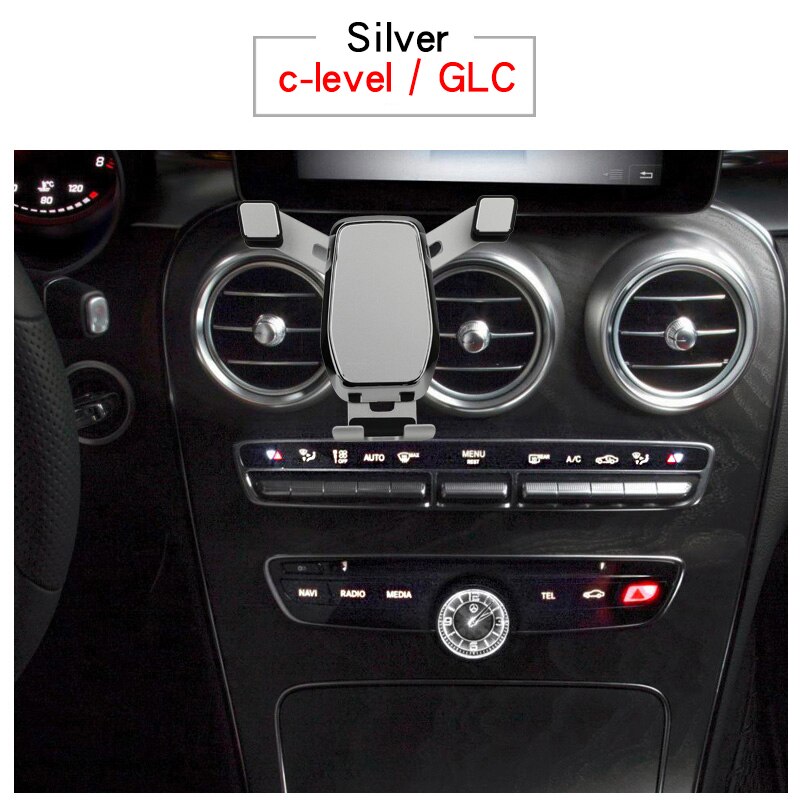 Biltelefon holder til mercedes-benz  w205 c- klasse  c260 c200 c300 glc 260 coupe  x253 glc 200 300 eftermontering specielt tilbehør: Sølv