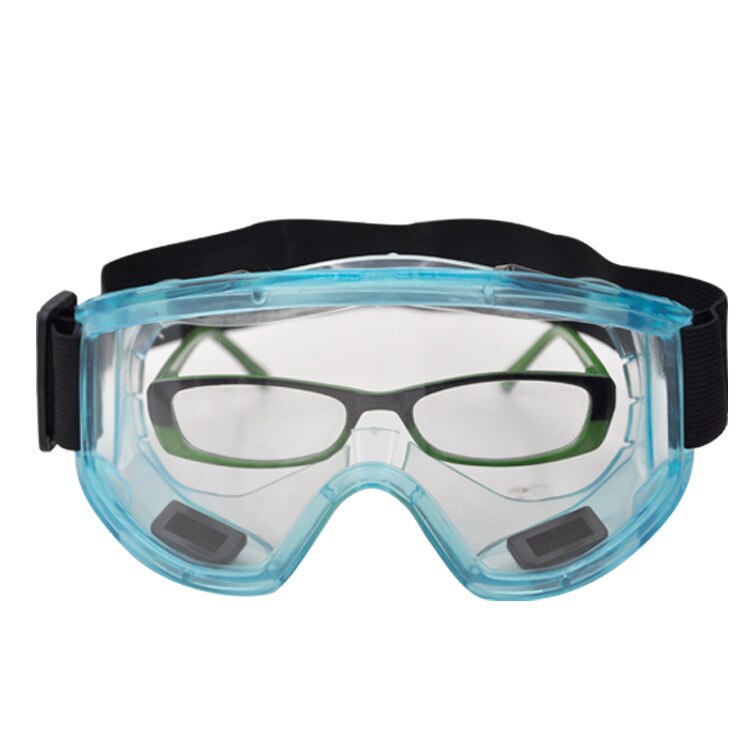 Gennemsigtige beskyttelsesbriller beskyttelsesbriller anti-stænk vindtæt arbejdssikkerhedsbriller til industriel forskning cykling: Blå ramme