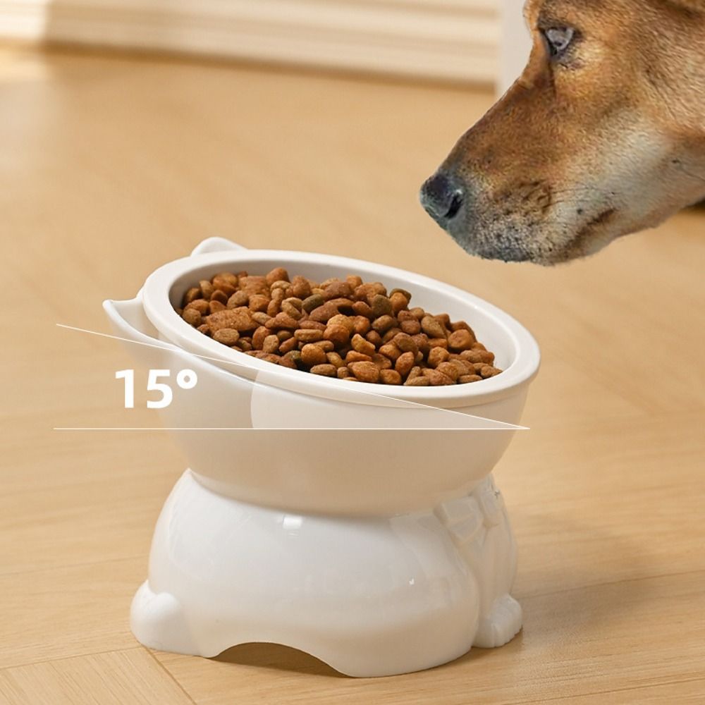 Multi-use Ceramic Cat Bowl Cute Slanted Mouth Pet High Foot Bowl Large Capacity Dog Food Feeding Basin Neck Protection