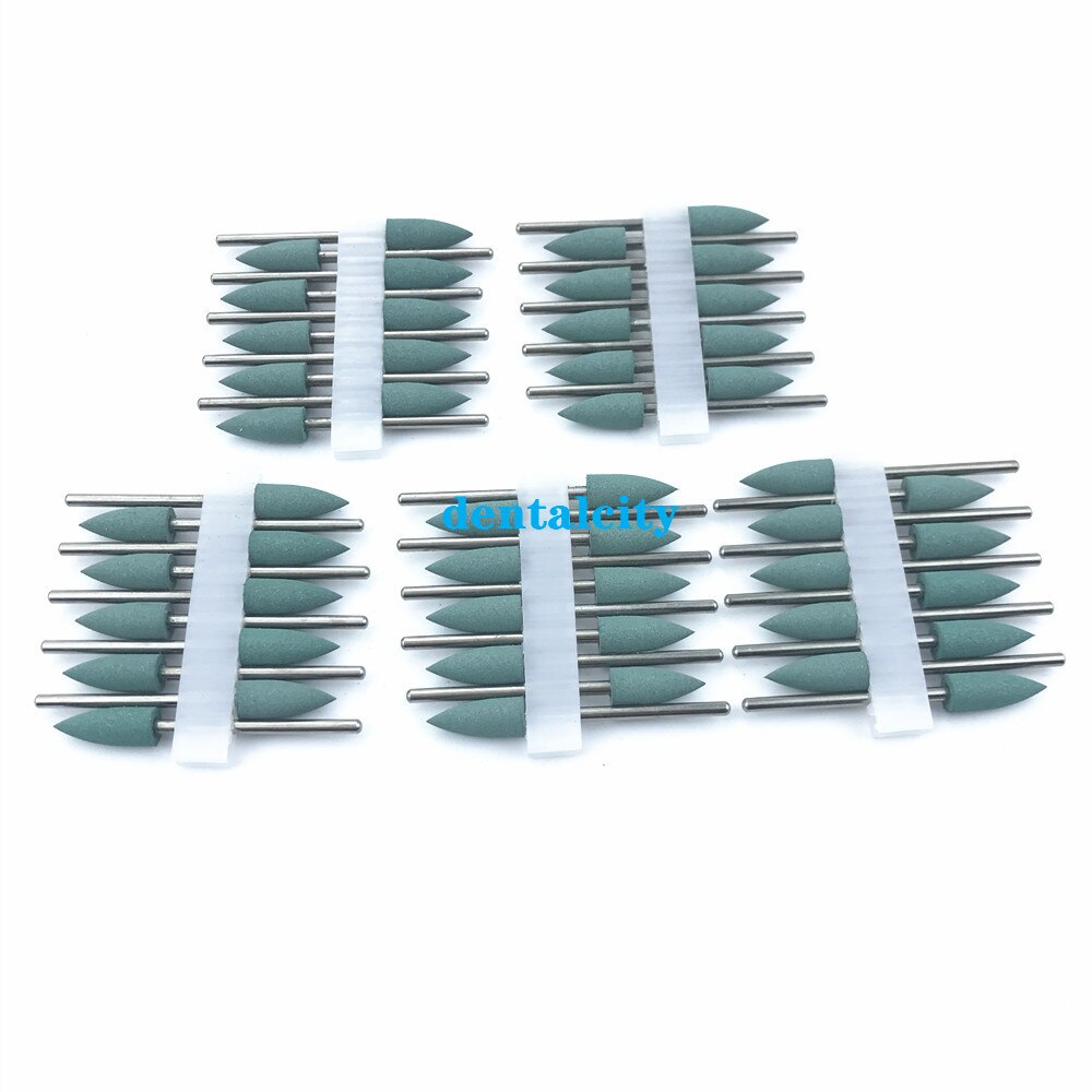 50pcs Green Dental SILICONE Rubber polishers Diamond polishing Burs 2.35mm