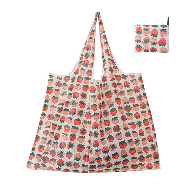 Foldable Shopping Bag Waterproof Travel Portable Storage Bag Beach Bag Supermarket Grocery Folding Pouch Shopping Bag: Red