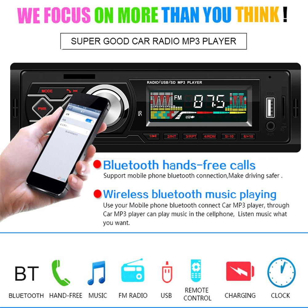 Universal 1 DIN Car Stereo Audio Bluetooth FM Aux Input Receiver SD USB MP3 Radio Player With 4 Channel Remote Control Aux