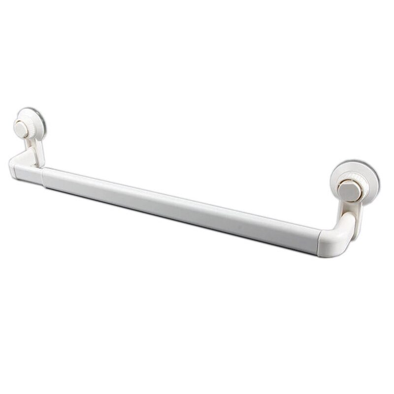 Toallero con ventosa de vacío para baño, estante de toalla sin costuras sin perforar, de una sola varilla, retráctil de almacenamiento de 52CM: Blanco