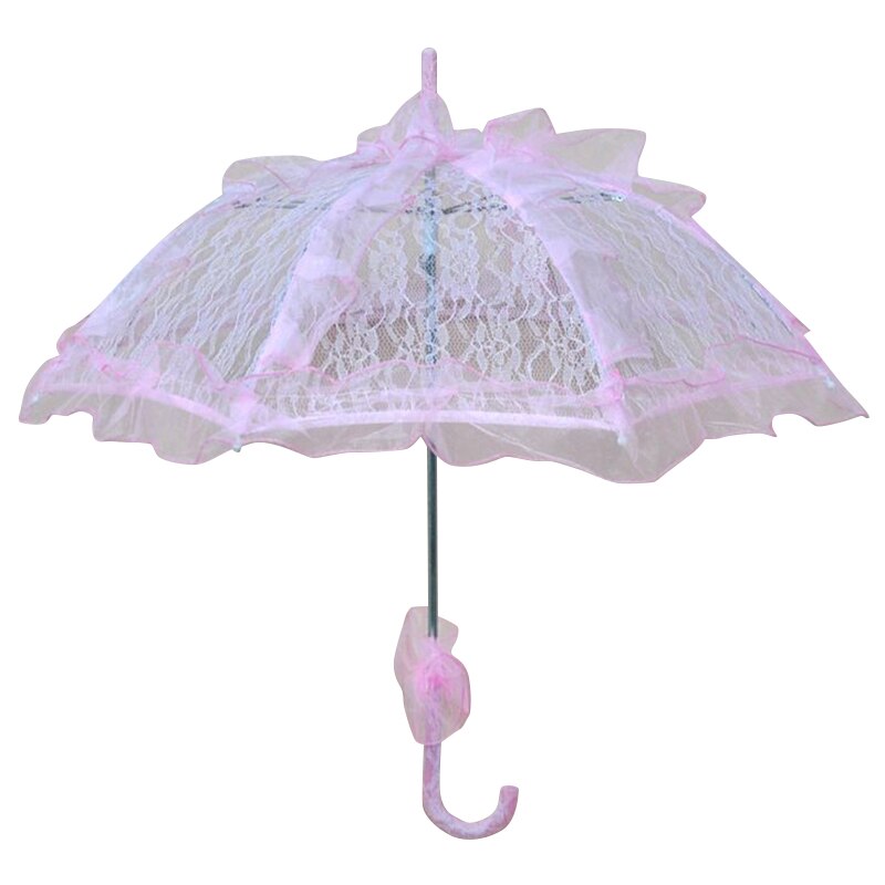 Farverig bryllup brude paraply gammel western romantisk manuel åbning fleur parasol flæser indretning blonde paraply  d30: Lyserød