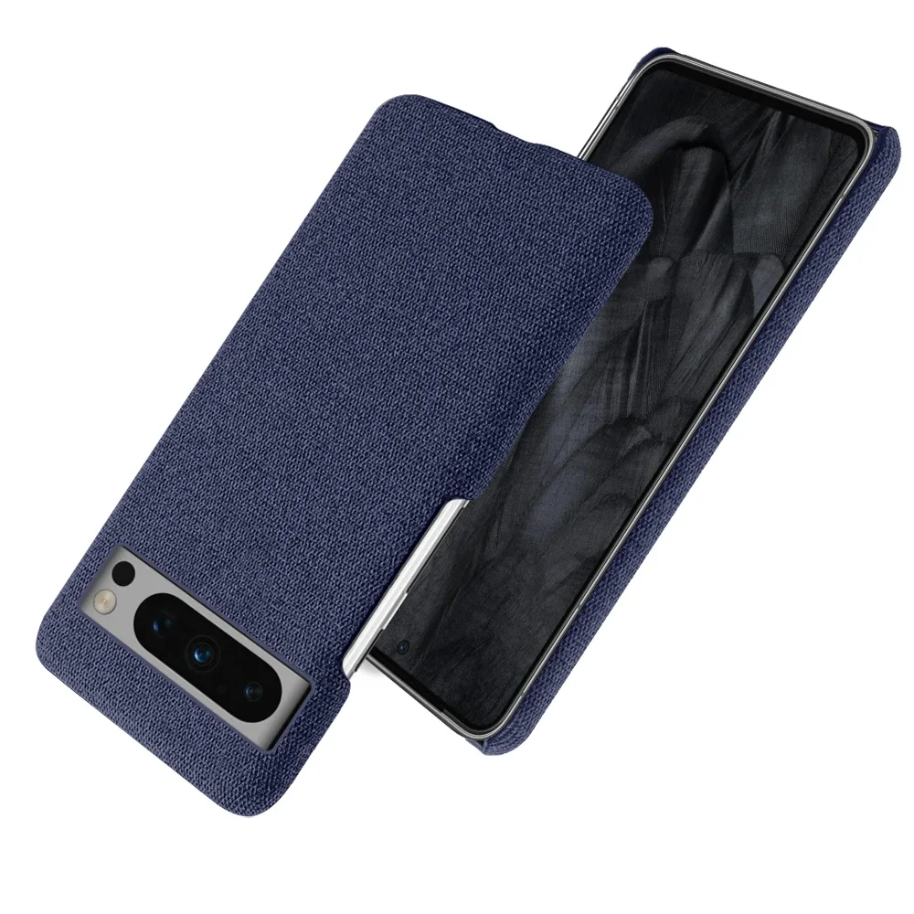 For Google Pixel 8 Pro 7 6 5 Case Luxury Fabric Antiskid Cover For Google Pixel 5G 6a 7a 8 Pro Cloth Capa: CANVAS / Navy Blue