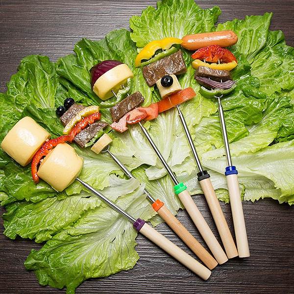 8 stück 32-Zoll Bunte Teleskop Rösten Mäusespeck Grill Spieße BBQ Stock Gabel BBQ Werkzeuge