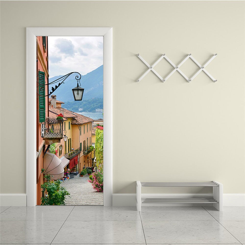 2 unids/set Luz de Calle Puerta arte Decor hogar DIY de 3D puerta pegatinas patrón de pared habitación decoración de la puerta del hogar Decoración