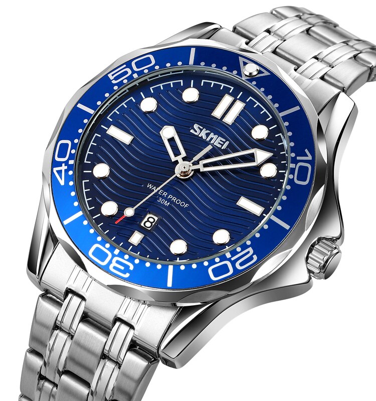 SKMEI-reloj de pulsera con movimiento de cuarzo japonés para hombre, cronógrafo tridimensional con textura, esfera con fecha y hora, 9276