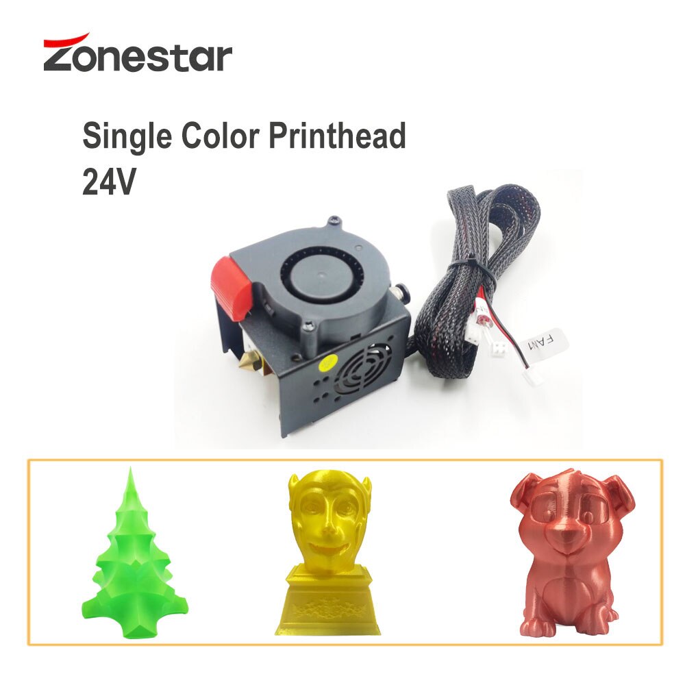 Zonestar atualização única cabeça de cor impressora 3d 24v 1-em-1-para fora hotend cabeçalho de impressão