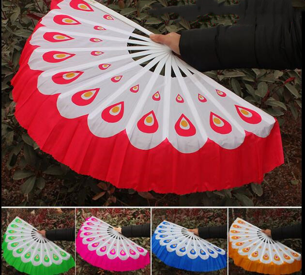 Dai dansekostume tilbehør mulan påfugl fan slør plastikhåndtag 1 par= 2 stk kongeblå