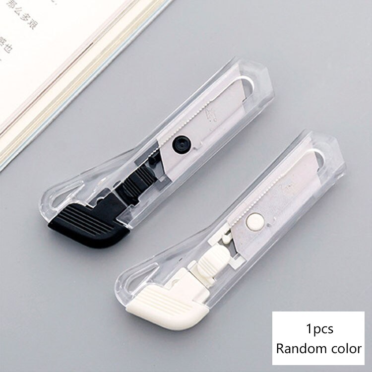 Mini Retractable Utility Knife Portable Transparent Box Cutter with Snap Off Blade and Slide Lock Art Handmade Cutter Stationery