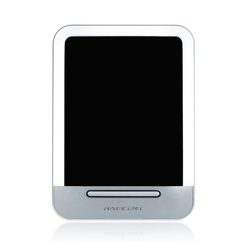 Touch led makeup mirror desktop fill light HD makeup mirror USB charging smart tablet storage mirror Countdown LCD: silver with box