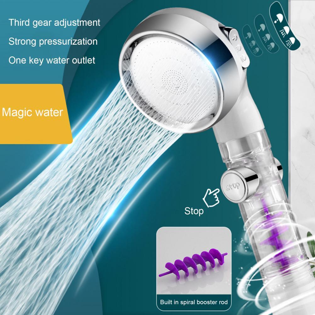 3 Mode Turbo Shower Head Adjustable Jetting Rainfall Pressurized Shower Head High Pressure Water Saving Showerhead for Bathroom