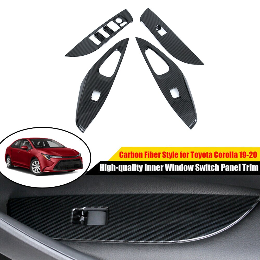 Carbon Fiber ABS Inner Window Switch Panel Trim Fit For Toyota Corolla Brand And