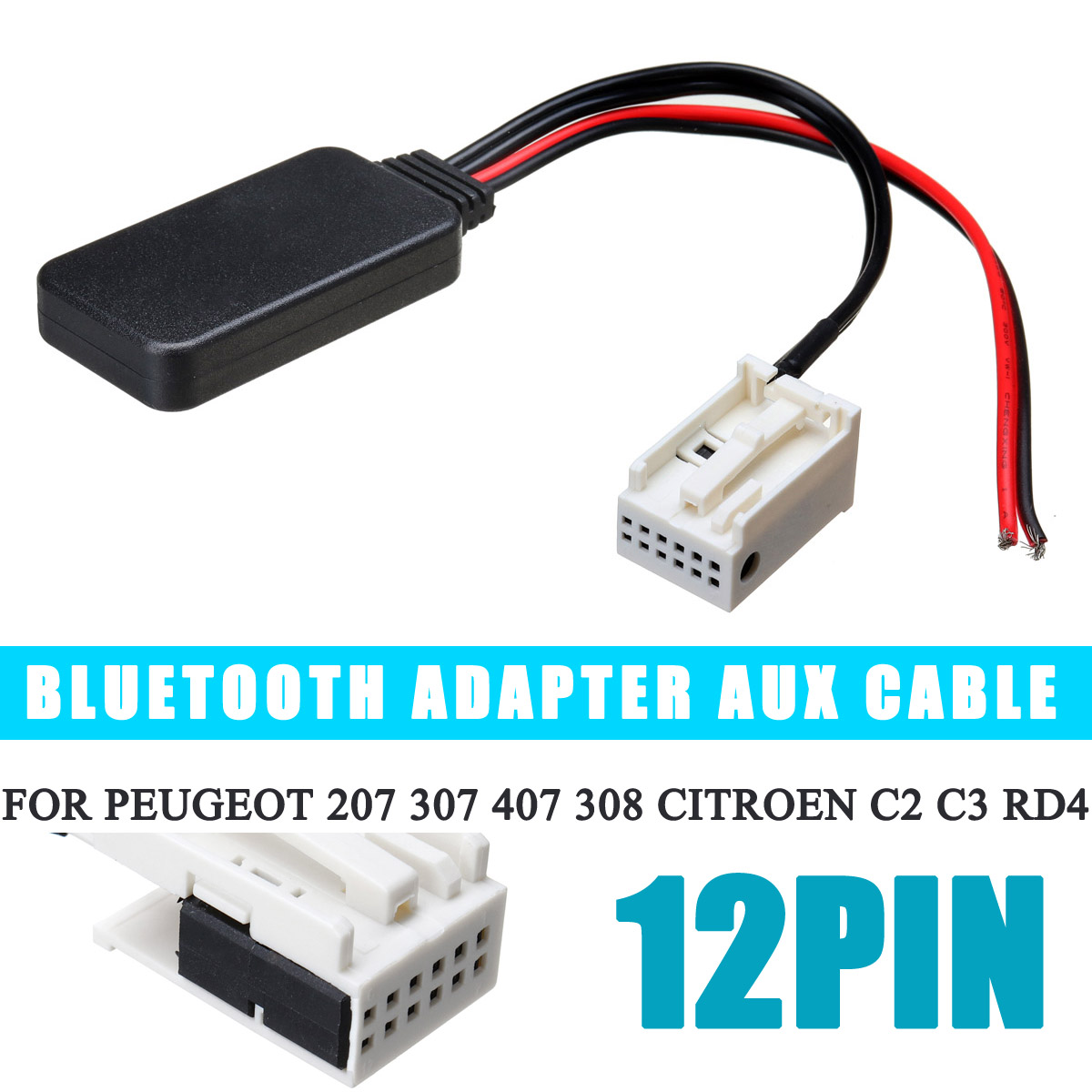 Für Peugeot 207 307 407 308 Für Citroen C2 C3 RD4 Auto 12Stift bluetooth Modul kabellos Radio Stereo AUX-in Aux kabel Adapter