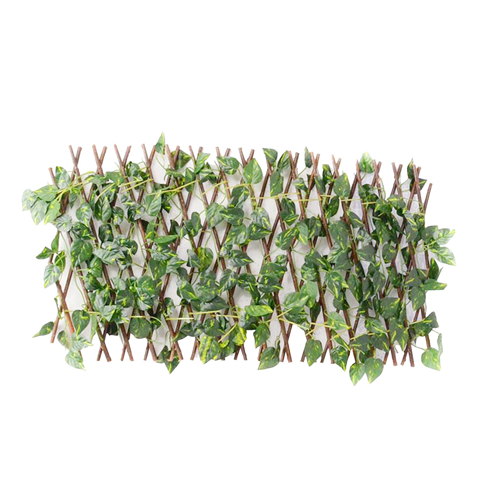 Retractable Garden Fence with Artificial Ivy Leaves Privacy Guard Edging Border Panel Wood Vine Climbing Frame