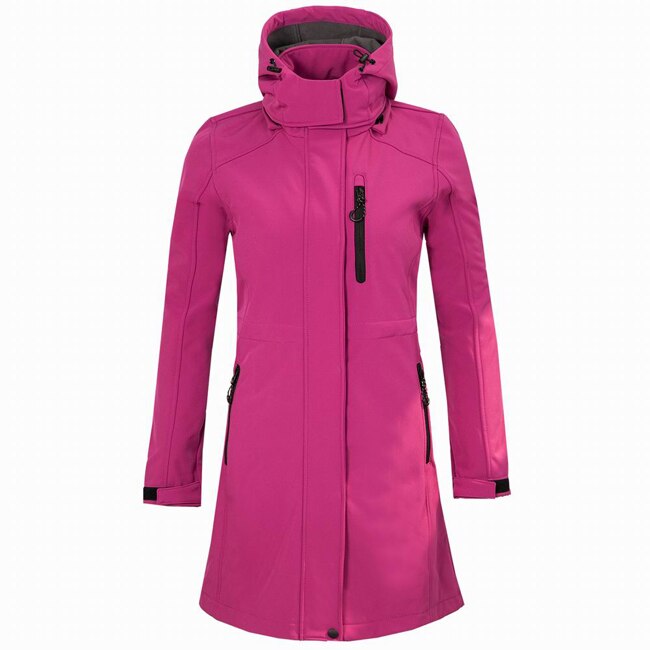 Mountainskin Women's Softshell Fleece Long Jacket Outdoor Windbreaker Hiking Camping Trekking Climbing Female Brand Coats VB076: Rose / Asian Size L