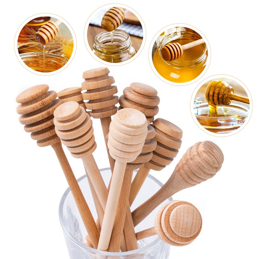 Palo de madera para goteo de miel, dispositivo de cocina con mango largo, palo de mezcla en espiral, herramientas para miel