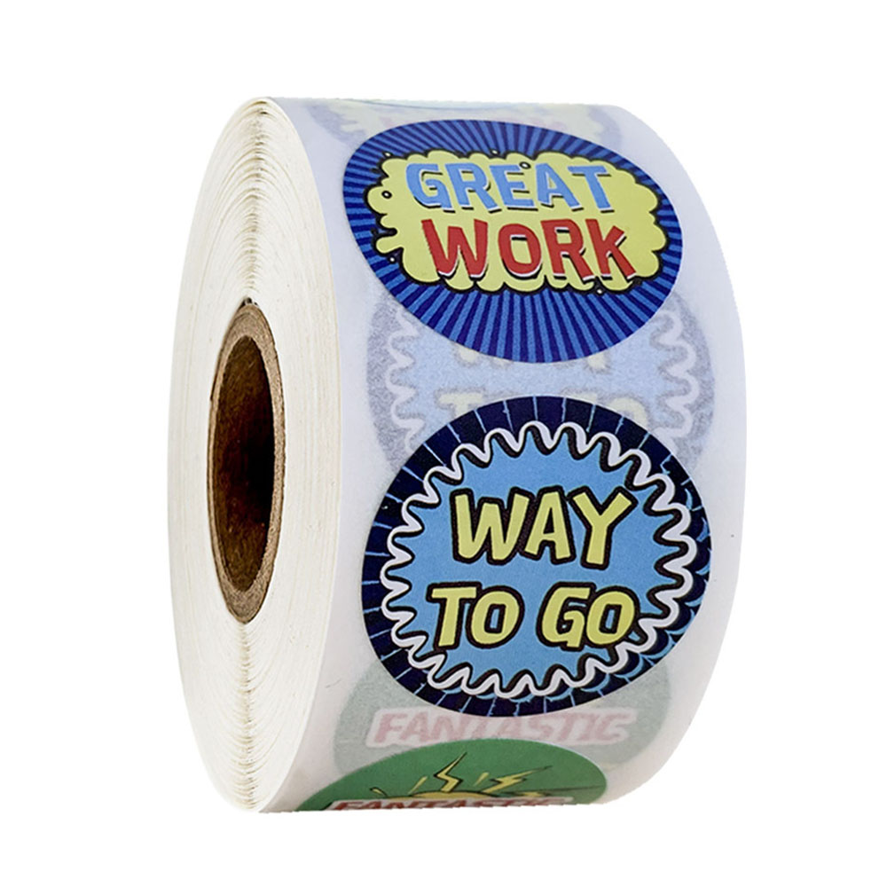 50-500pcs Cute Words Stickers for Kids Teacher Reward Stickers School Classroom Supplies 1 inch Round Encourage Stickers: GRAY