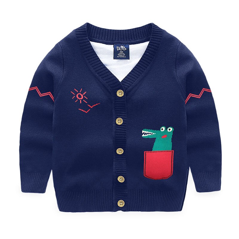 Enfants printemps vêtements coton pull nouveaux enfants bébé enfants fille garçon tricoté pull Cardigan hauts tenue coloré pull: Bleu / 2T
