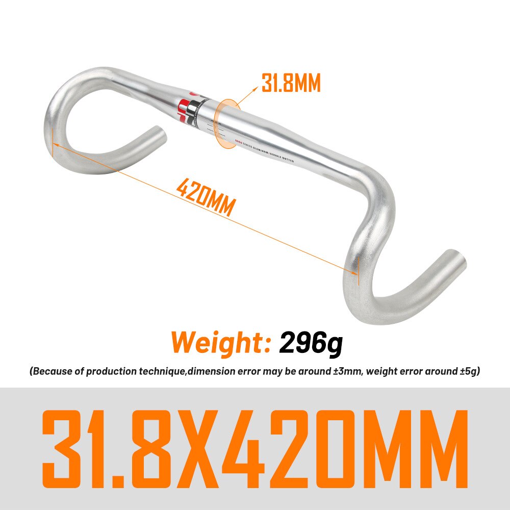 UNO CR12 Aluminium Alloy Road Bicycle Handlebar Matte Bar Red/White Logo 25.4/31.8*380/400/420/440mm Bike Parts: 31.8-420 Silver Red