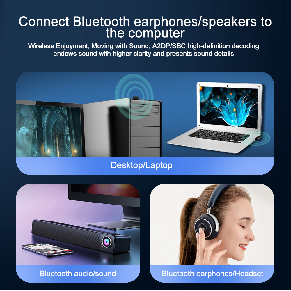 Usb bluetooth 5.4 adapter avsender bluetooth mottaker lyd bluetooth dongle trådløs usb adapter til datamaskin pc laptop