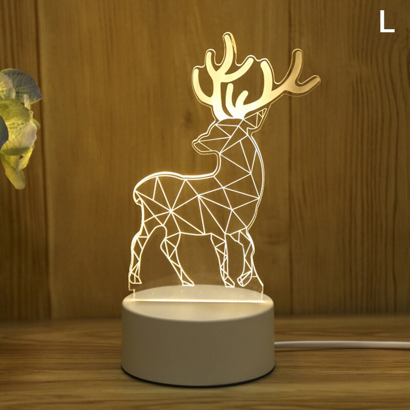 Acrylic 3D Night Light Elk Love Pattern Night Light LED Romantic Light: L