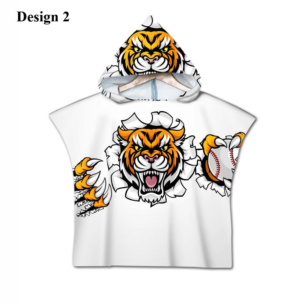 Nieuwigheid sport honkbal print baby kinderen kinderen capuchon handdoek zwembad bad strand poncho handdoek cape: Ontwerp 2