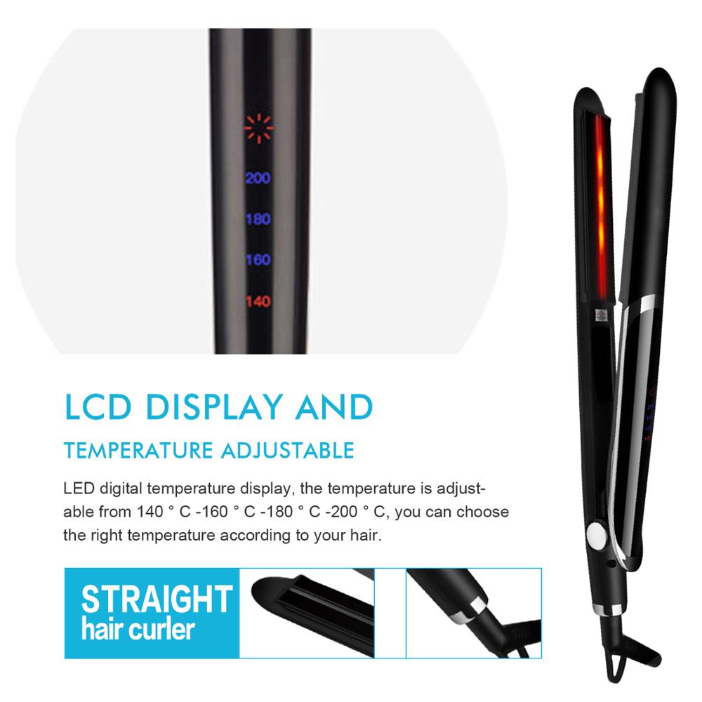 infrared hairdressing tools 2 in 1 infrared ceramic flat iron hair straightener curling iron ceramic hair styling