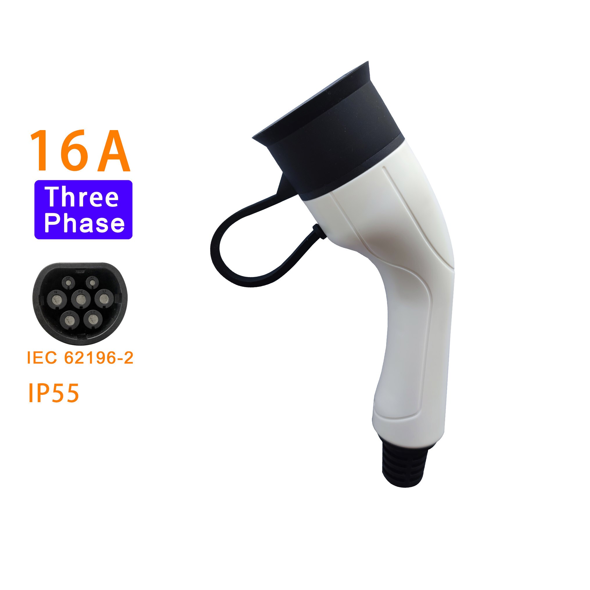 Ev Plug Adapter Type 2 Ev Charger Vrouwelijke Iec 62196 Converter 16A 32A: 16A Three phase