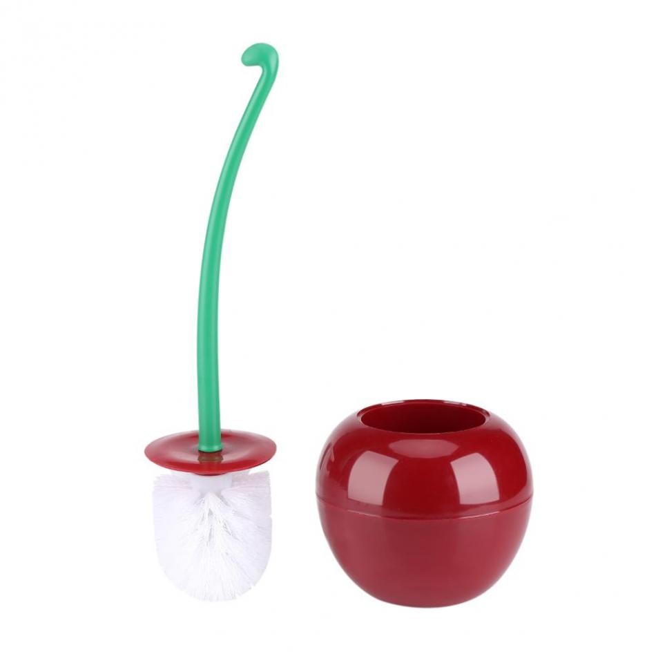 Sød kirsebærformet toiletbørsteholder sæt badeværelsesrengøringssæt renere husholdnings toilet rengøringsbørster