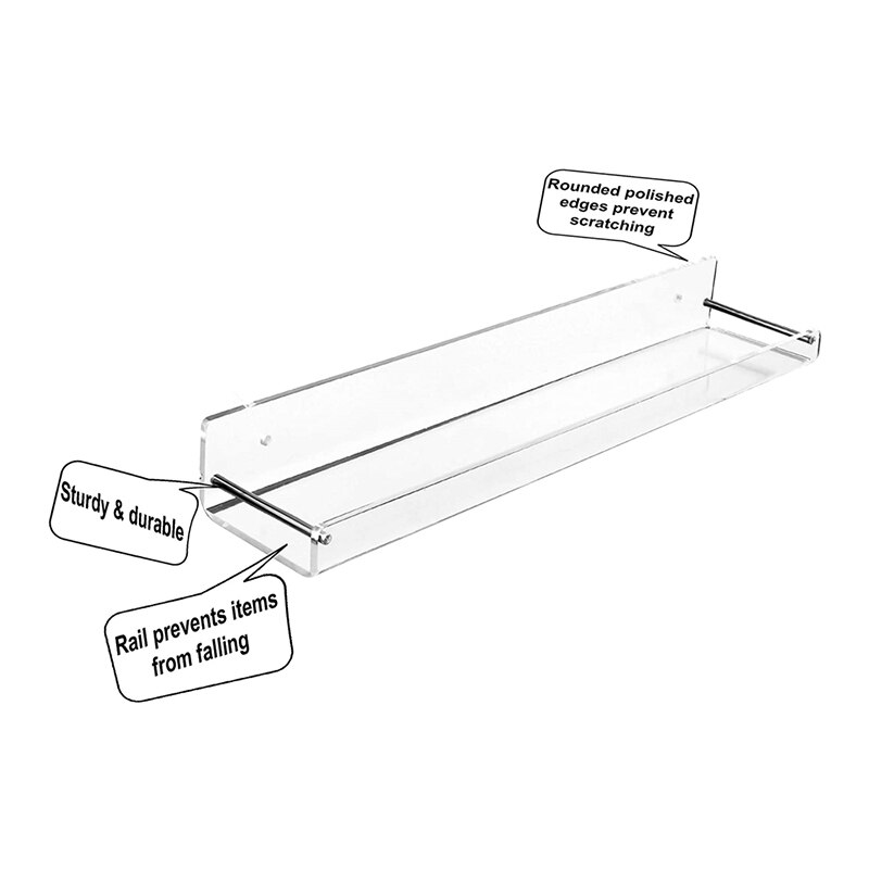 4Pcs Wall Mount Clear Acrylic Floating Shelf Shelves Bath Living Room Kitchen L Shape Displaying Rack Organizer Shelving