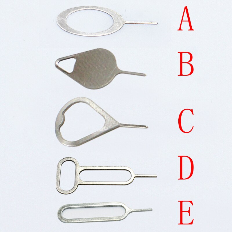 100Pcs/lot Metal Universal Sim Card Tray Pin Ejecting Removal Needle Opener Ejector For Mobile phone: ABCDE each 20pcs