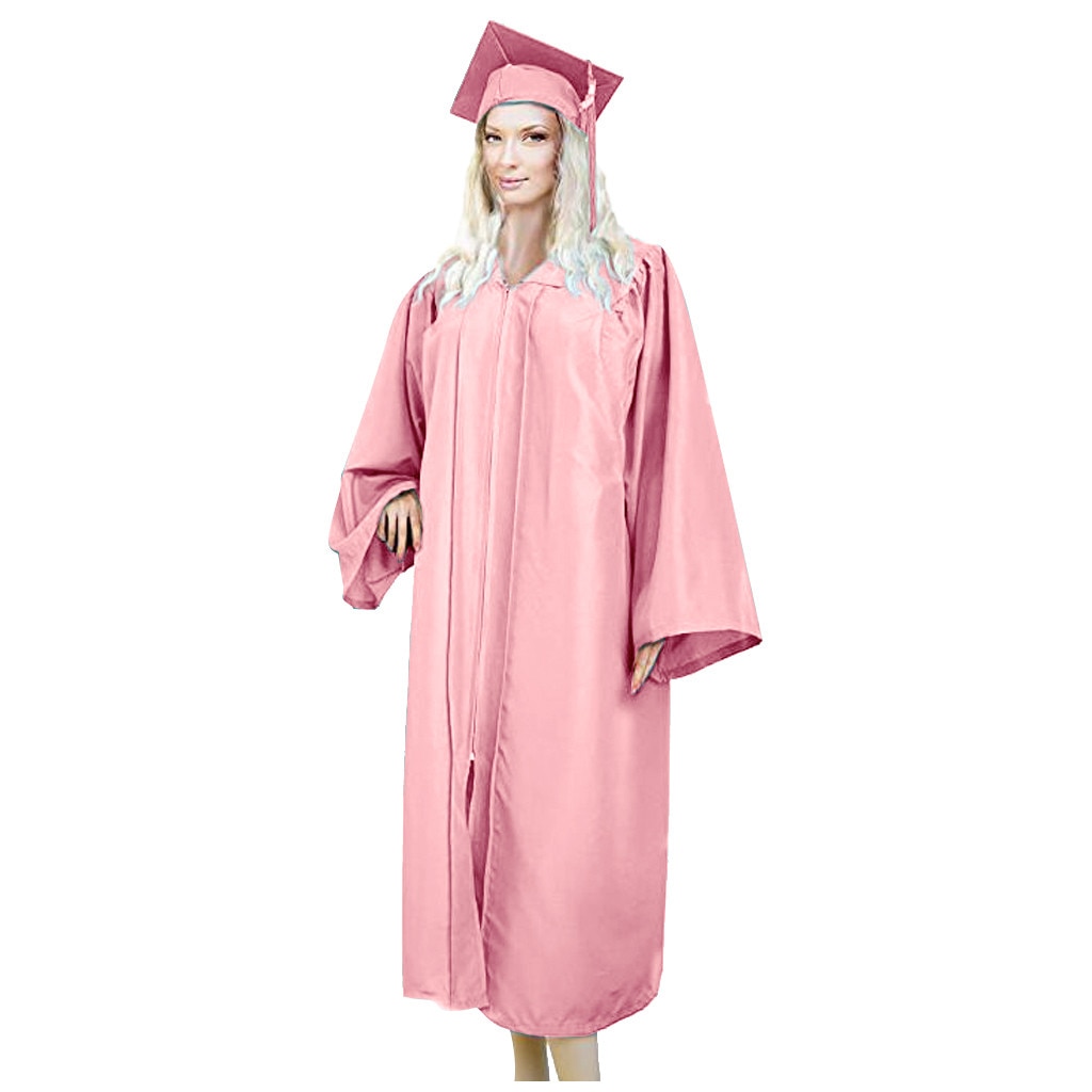 Vuxen ungkarl dräkter+hatt set universitetsexamen klänning student gymnasieuniformer klass team bära akademisk klänning #a3: Rosa / L