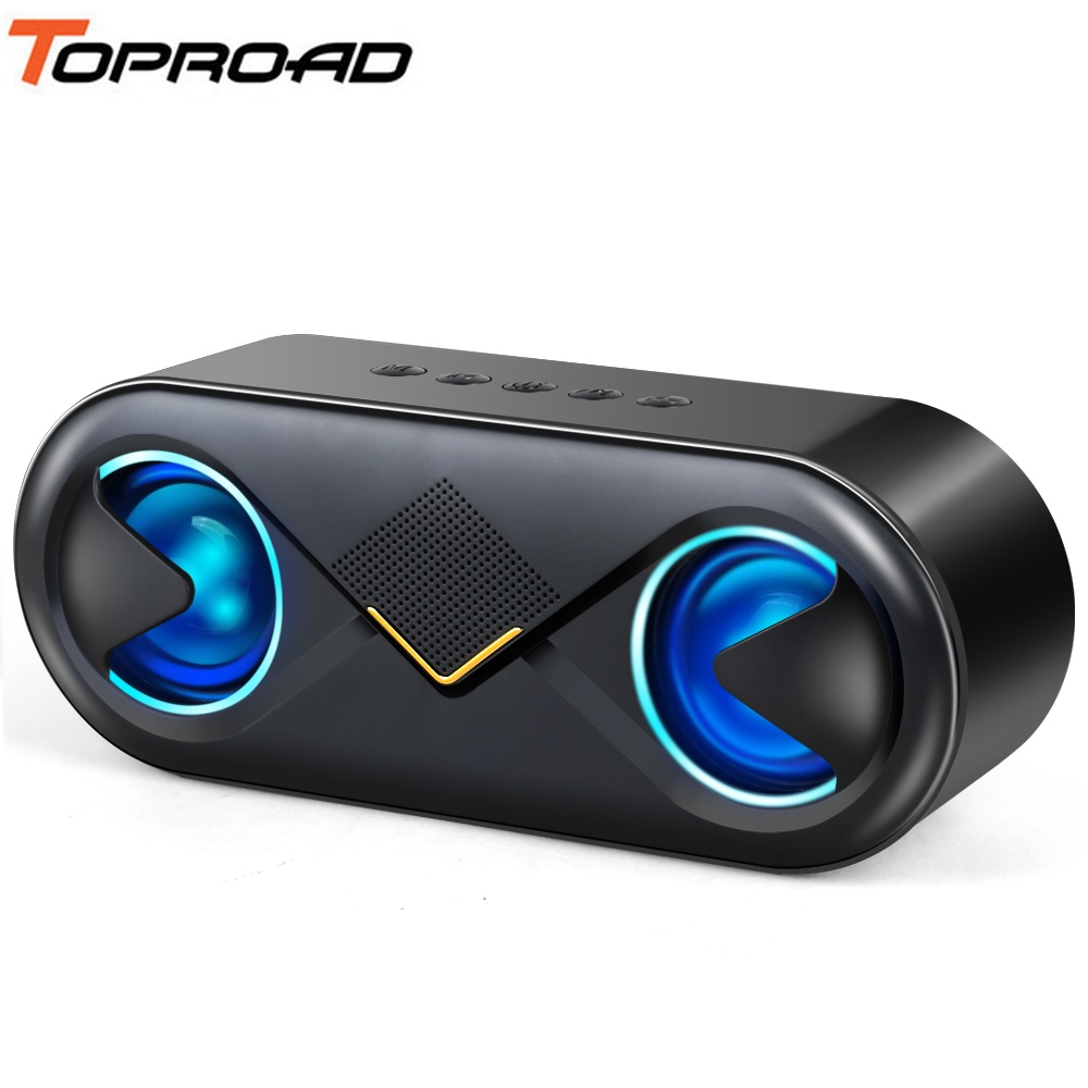 TOPROAD Tragbare Bluetooth 5,0 Lautsprecher 10W kabellos Stereo Bass Hifi Lautsprecher Unterstützung TF karte AUX USB Freisprecheinrichtung mit Blitz LED: Schwarz Lautsprecher