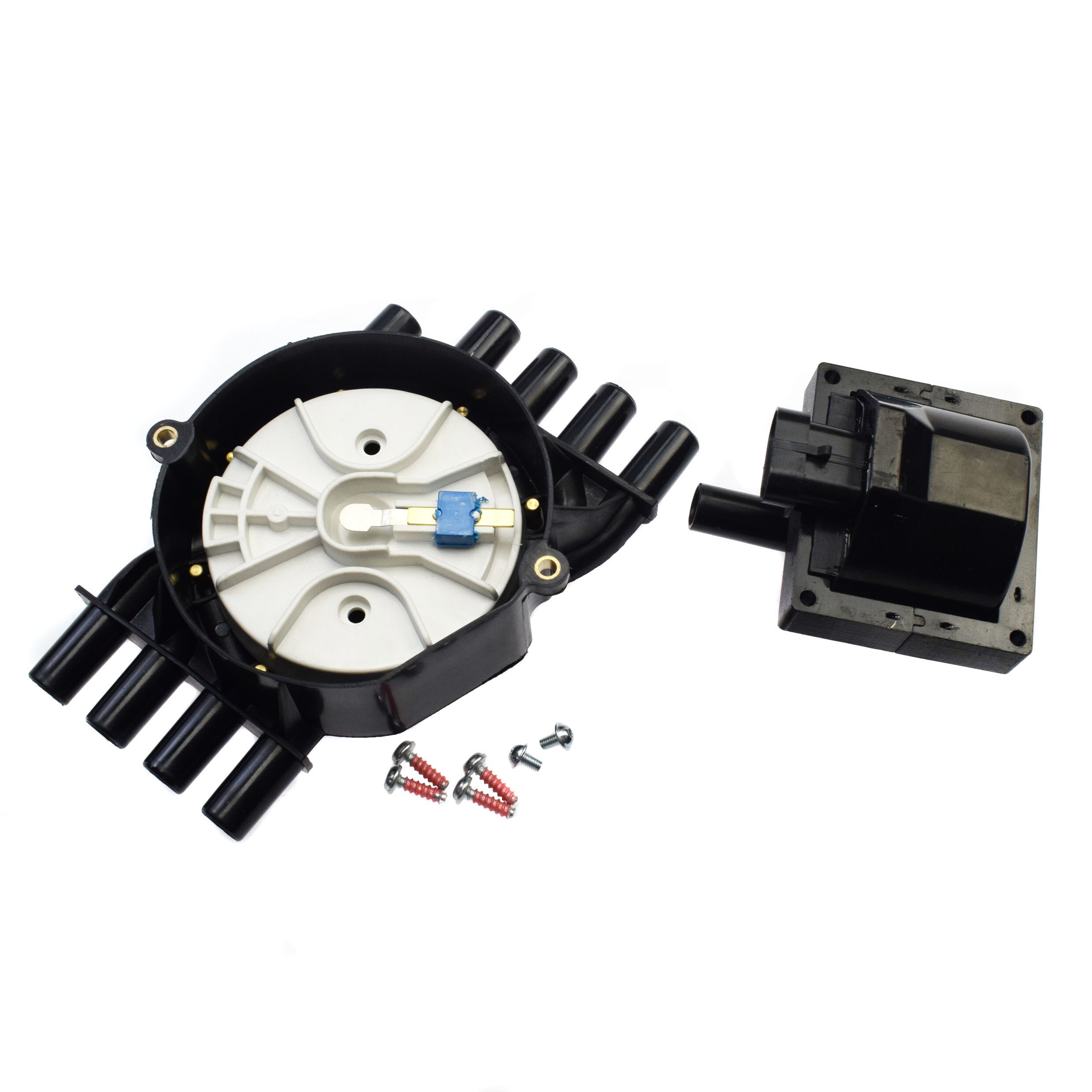 Spark Plug Wires + Distributor Cap Rotor + Ignition Coil + Module For Chevrolet GMC Cadillac Buick Pontiac 10452459 10452458: Kit 003