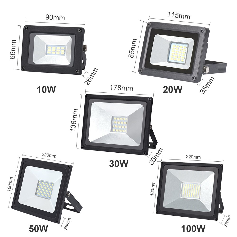 LED Floodlight 100W 50W 30W 20W10W Ultra Thin Led Flood Light Spotlight Outdoor 220V IP65 Outdoor Wall Lamp Flood Light Led