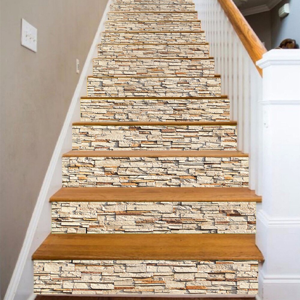 13 Pcs/set Simulated Rock PVC Stair Stickers Stairs Cover Wall Sticker Home Decor DIY Renew Decoration